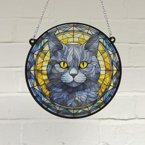 Cat British Shorthair Stained Glass Effect Suncatcher